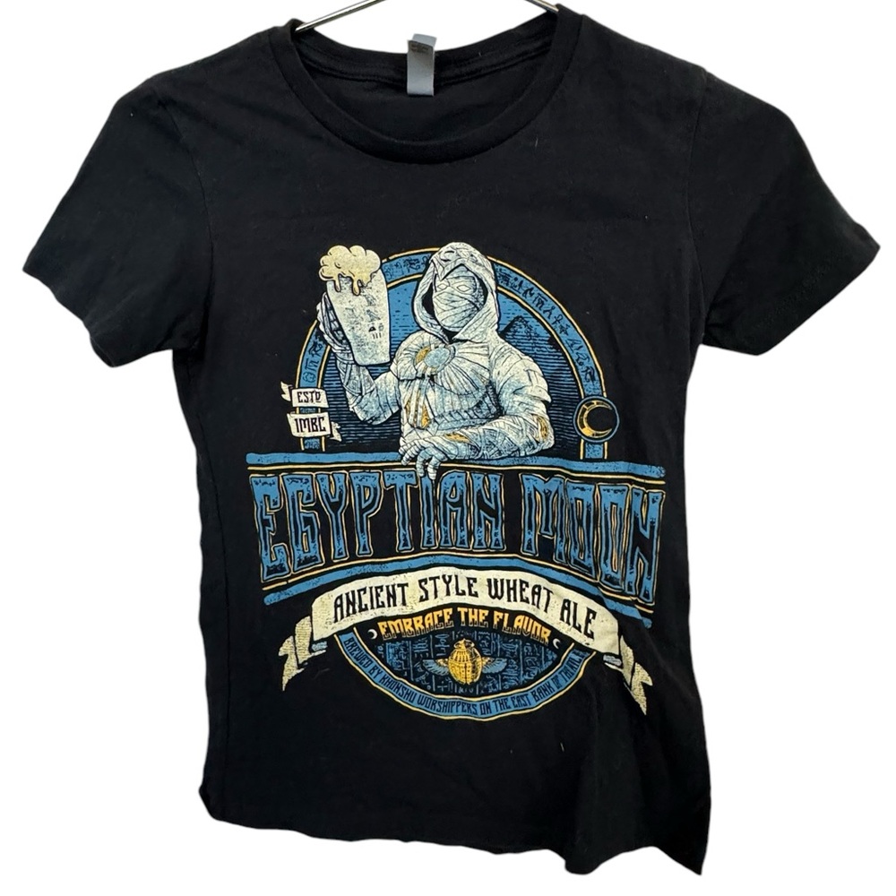 Egyptian Moon Black Women’s S Horror Mummy Beer T-Shirt MINTY